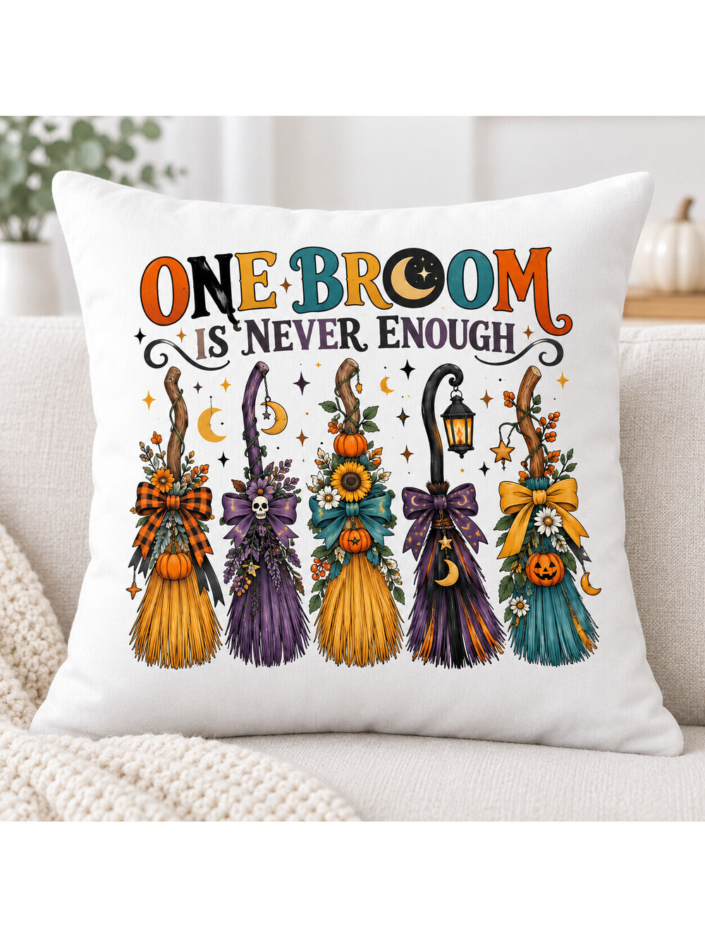 One Broom Is Never Enough Halloween DTF Transfer 10 Inch Pack of 4